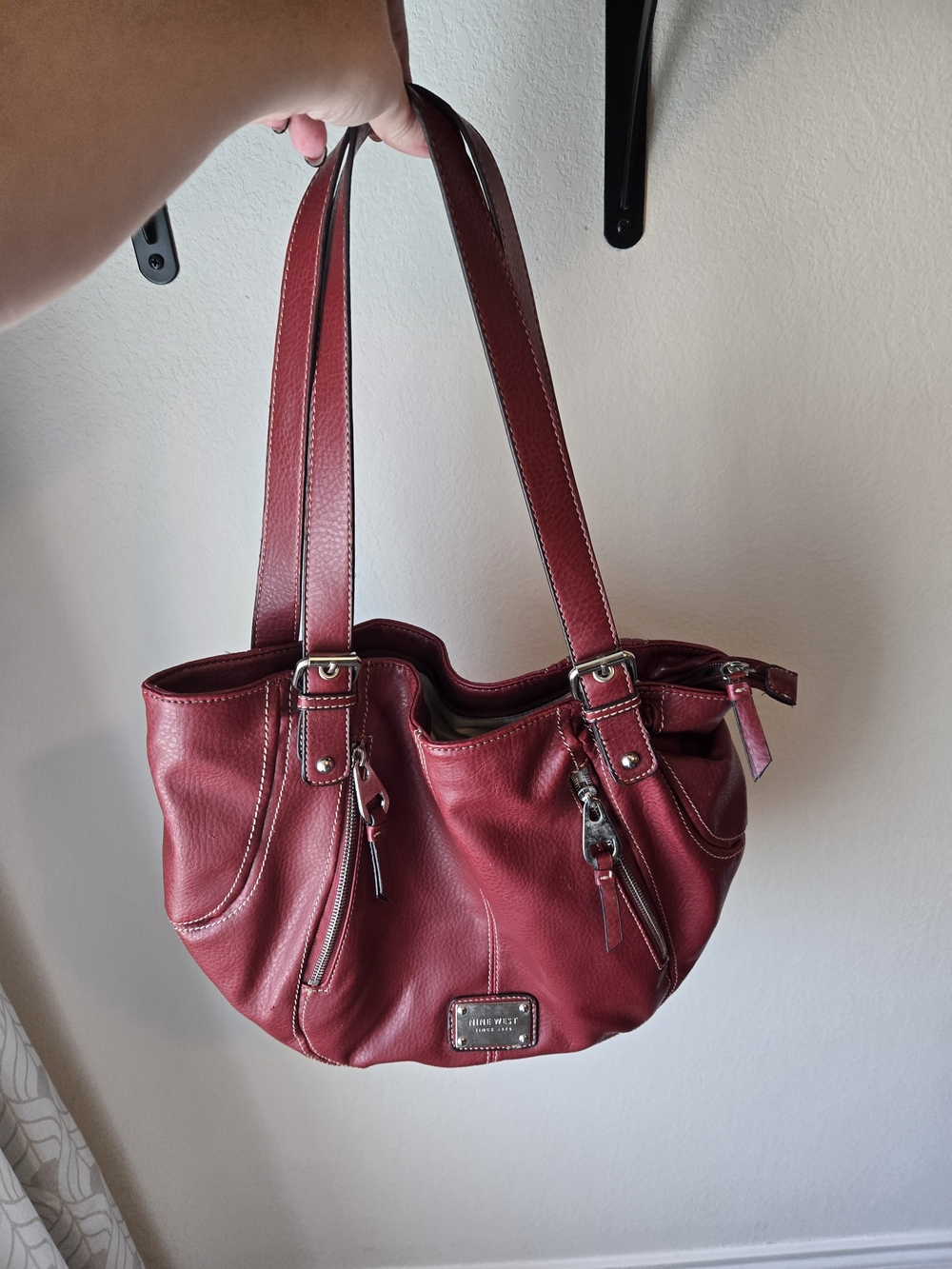 Nine West Burgundy Leather Shoulder Bag